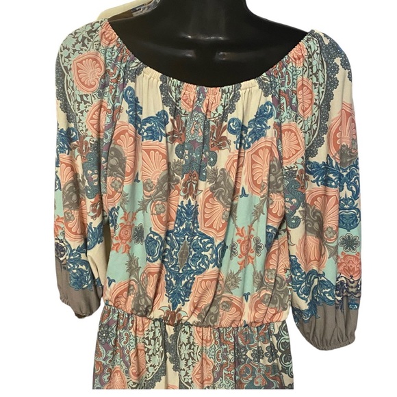 Boston Proper Paisley Blouson Elastic Waist Comfortable Ligt Wt Dress Size 6 - Picture 5 of 6